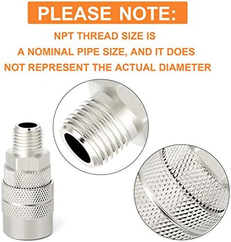 gasher 12pcs 3/8-inch male industrial coupler,1/4 basic flow showing dimensions