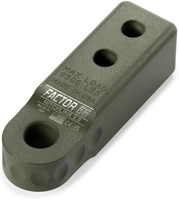 Factor 55 00020-14 Hitchlink 2.0 Rated at 9500 lb Ultimate Failure at 51,000 lb Convert Your Vehicles Hitch Receiver into a Recovery Point. Ideal for 4x4 Off Road Adventures – OD Green