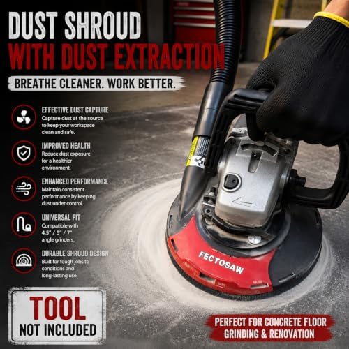 dust shroud for angle grinder with diamond grinding showing dimensions