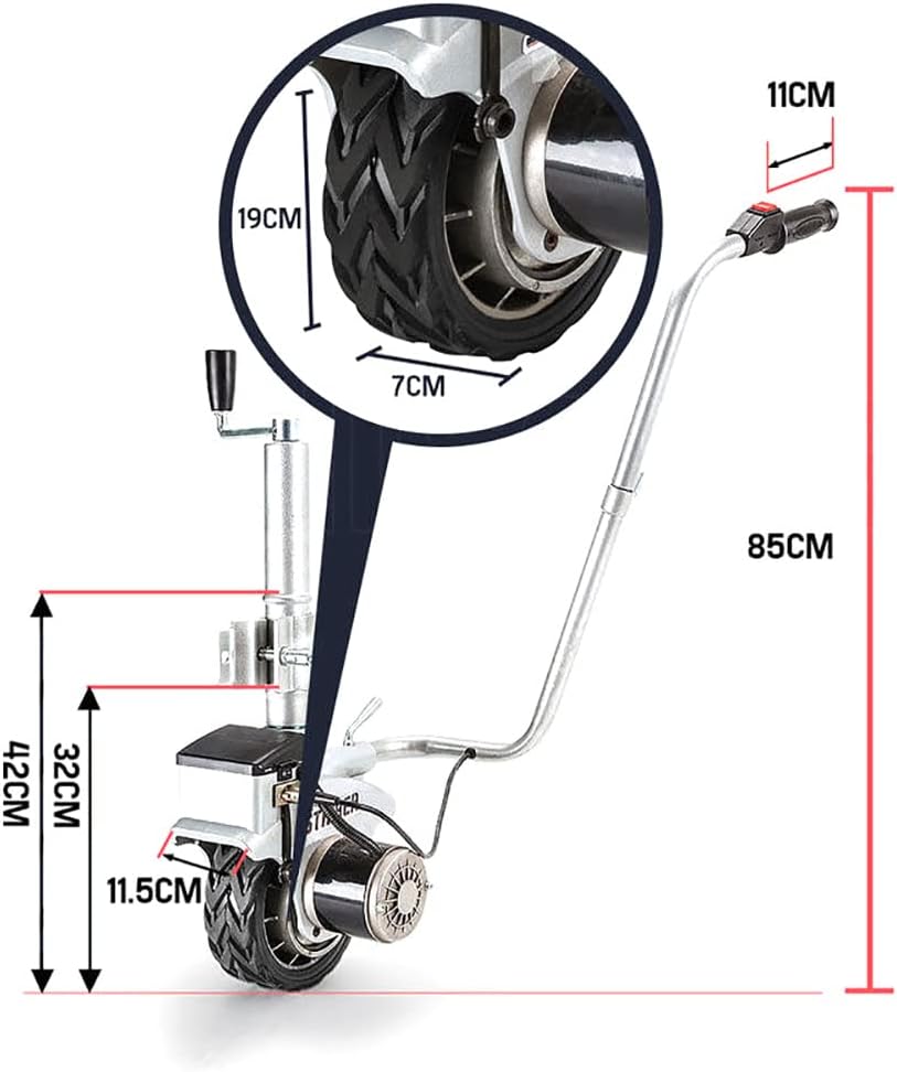 Trailer Mover, 350W Electric Trailer Jack with Max Load 5504.5 lbs (2270 kg), 12V Electric Jockey Wheel Mover with 5-7m/min Speed, Motorised Jockey Wheel for Caravan RV Camper