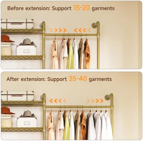 onbrill l7 wall mounted industrial pipe clothing rack, side view