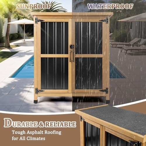 petscosset small outdoor storage cabinet weatherproof with lockable on a desk or shelf