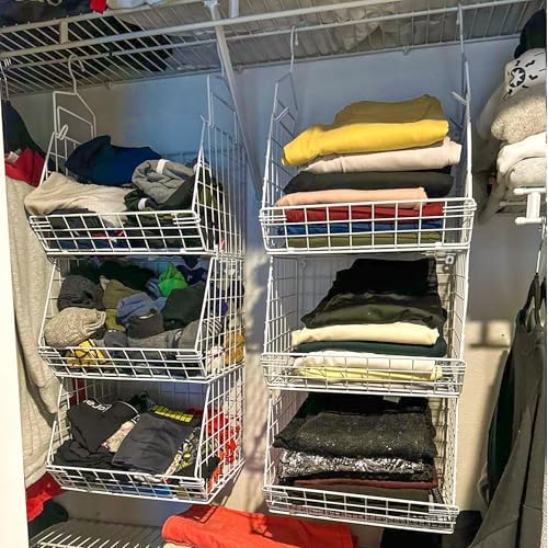 x-cosrack 3 tier foldable closet organizer, clothes shelves showing dimensions
