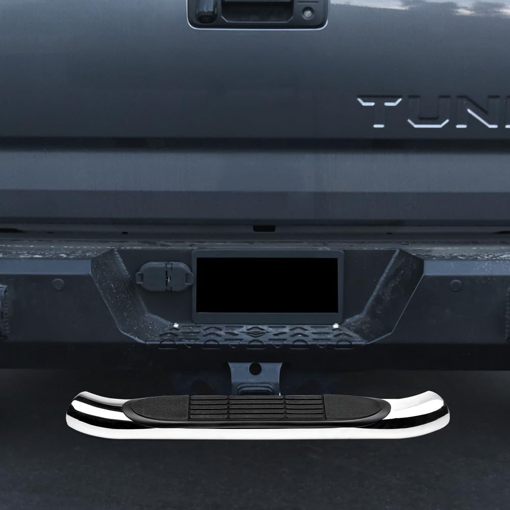 7422445151162 Universal Compatible with 2" x 2" Towing Receiver Chrome 3 Inch Tube Trailer Tow Mount Rear Hitch Step Bar Bumper Guard