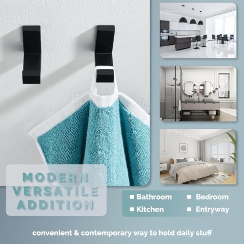 angle simple towel hooks for bathrooms matte black on a desk or shelf