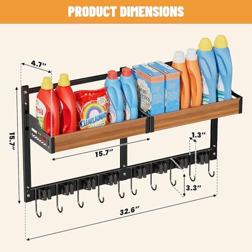 broom holder wall mount, broom and mop organizer shown in use