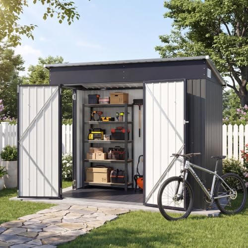 aoxun 7.5'x4' outdoor storage shed with 3 lockable, package contents