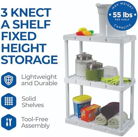 gracious living knect-a-shelf 3 shelf solid light duty, side view