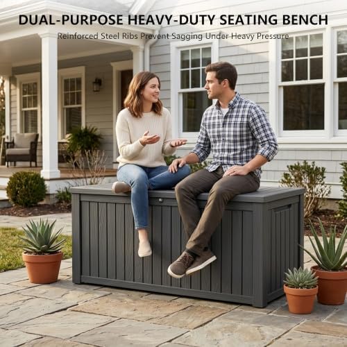 outdoor storage box,200 gallon waterproof deck box [upgraded, package contents