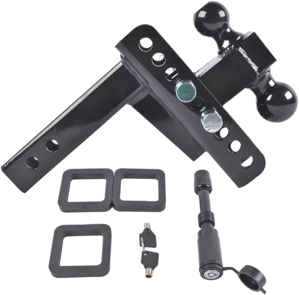 Adjustable Trailer Hitch with 2-Inch Receiver, 6-Inch Drop and Rise, Includes 2-Inch and 2-5/16-Inch Hitch Balls, 20000 lbs GTW Capacity for Class IV/V Hitches