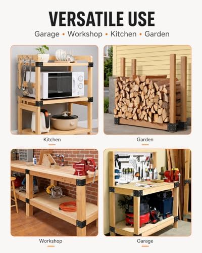 workbench bracket kit 2x4 heavy-duty steel 3-way corner on a desk or shelf