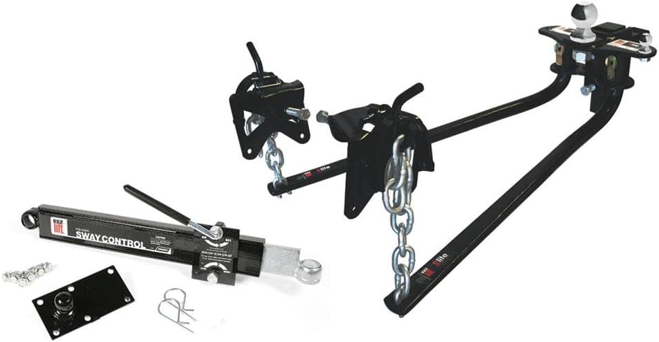 Camco Eaz-Lift Elite 1,000lb Weight Distribution Hitch Kit with Manually Adjusted Sway Control - Ready-to-Tow with Pre-Installed Hitch Ball, Sway Control Ball, U-Bolts, & Chain Package (48058)