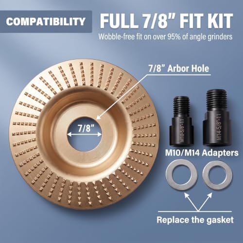 angle grinder wood carving disc set for 4-4.5", side view