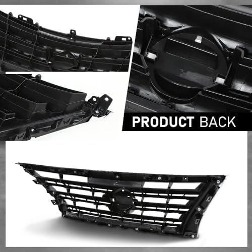 G-PLUS Front Bumper Upper Grille w/Insert | Compatible with Nissan Sentra SR 2013-2015 Chrome Shell Grill Inserts 623103RM0A NI1200253