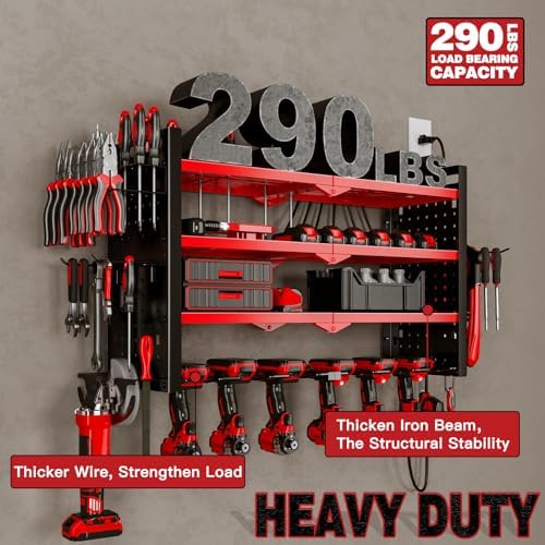 nattydot cordless power tool organizer wall mount, 6 showing dimensions