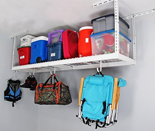 saferacks 2x8 overhead garage storage rack, white, 24"-45", package contents