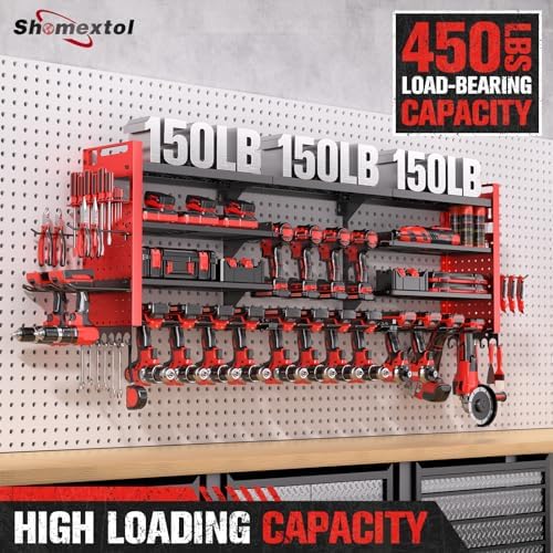 49.8" power tool organizer wall mount,holds 18 cordless, side view