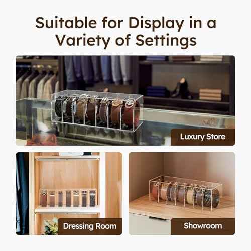 femeli acrylic belt organizers for closet 7-slots belt showing dimensions
