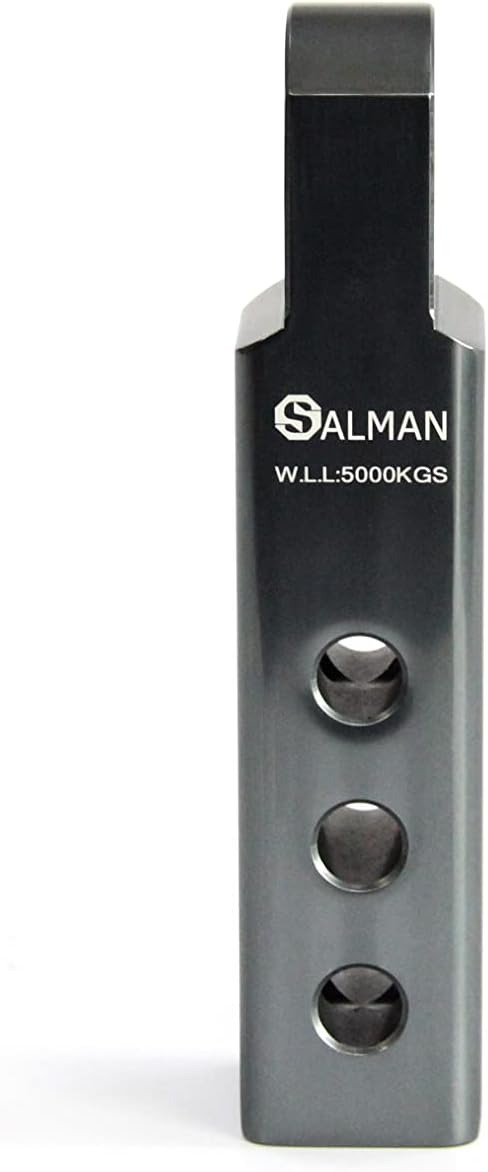 SALMAN 5T 11,000 LBS WLL Aluminum Alloy 6061 Long Hitch Receiver and Bow-Shackle and Pin with R Clip Winch Accessories (Grey)