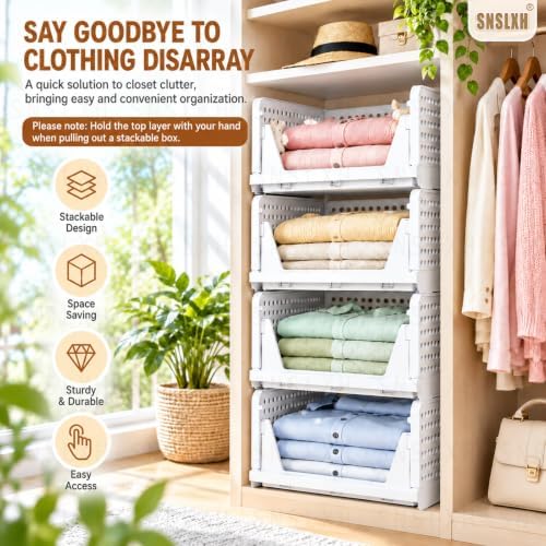 snslxh closet organizers and storage, 5 pack stackable, side view