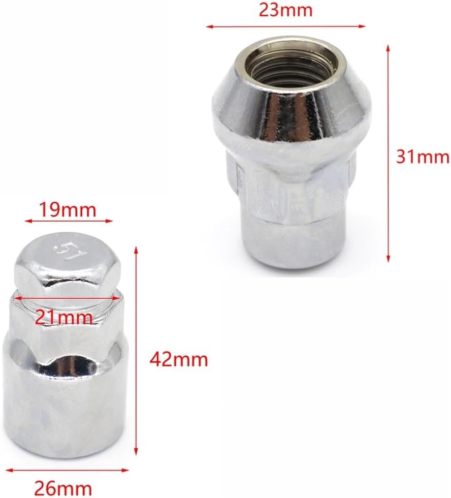 Car Wheel Bolts Compatible with EcoSport 2003-2023 Car Locking Wheel Nuts Tapered Seat Car Accessories M12 X 1.5