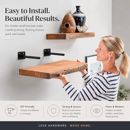 floating shelf brackets, 10 inch hidden shelf brackets, front angle view