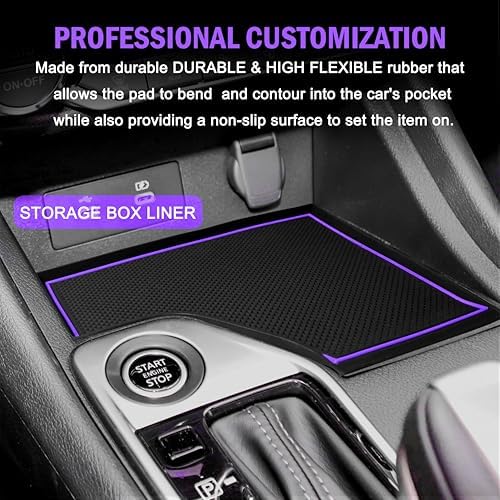 Customized Liners for Nissan Sentra Accessories 2020-2022 2023 2024 2025 3D Cup Holder Insert Liner Center Console Liner Door Pocket Mats Inserts Non-Slip Mats Pad 17-PC Set (Purple Trim)
