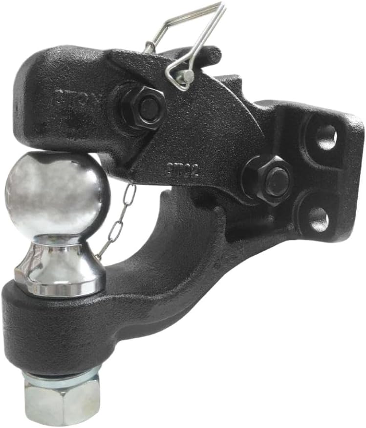 Pintle Hook Combo with 2 Inch Ball Trailer Hitch Towing Capacity 8 TON Compatible with RV Camper Caravan