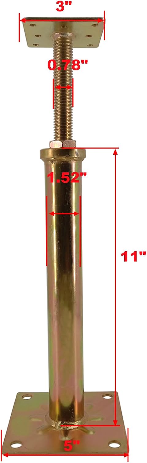 6 PCS House Floor Jacks Post Pole for Leveling, 11" - 16" Height Range, 6 ton Min and Max Height Capacity, Galvanized, 6 Pack
