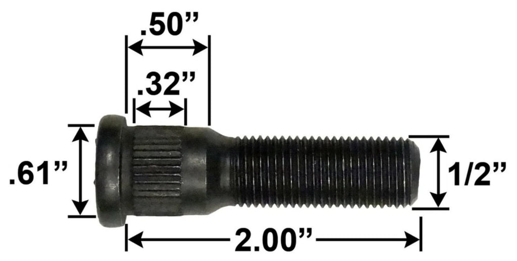 Eight (8) Dexter 1/2"-20 x 2 Press-in Trailer Wheel Stud Lug Axle Hub .61