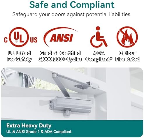 powawini grade 1 heavy duty automatic door closer, package contents