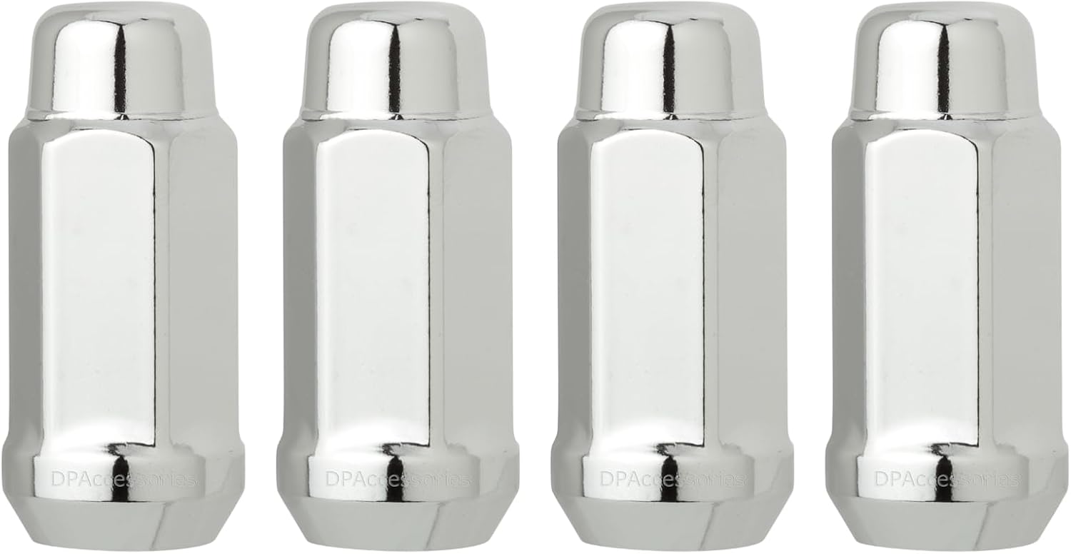 DPAccessories Chrome 1/2-20 Lug Nuts for Aftermarket Wheels - Closed End XL Bulge Acorn - 48mm (1.9") Tall - 19mm (3/4") Hex - Pack of 4 - D3312-2305/4