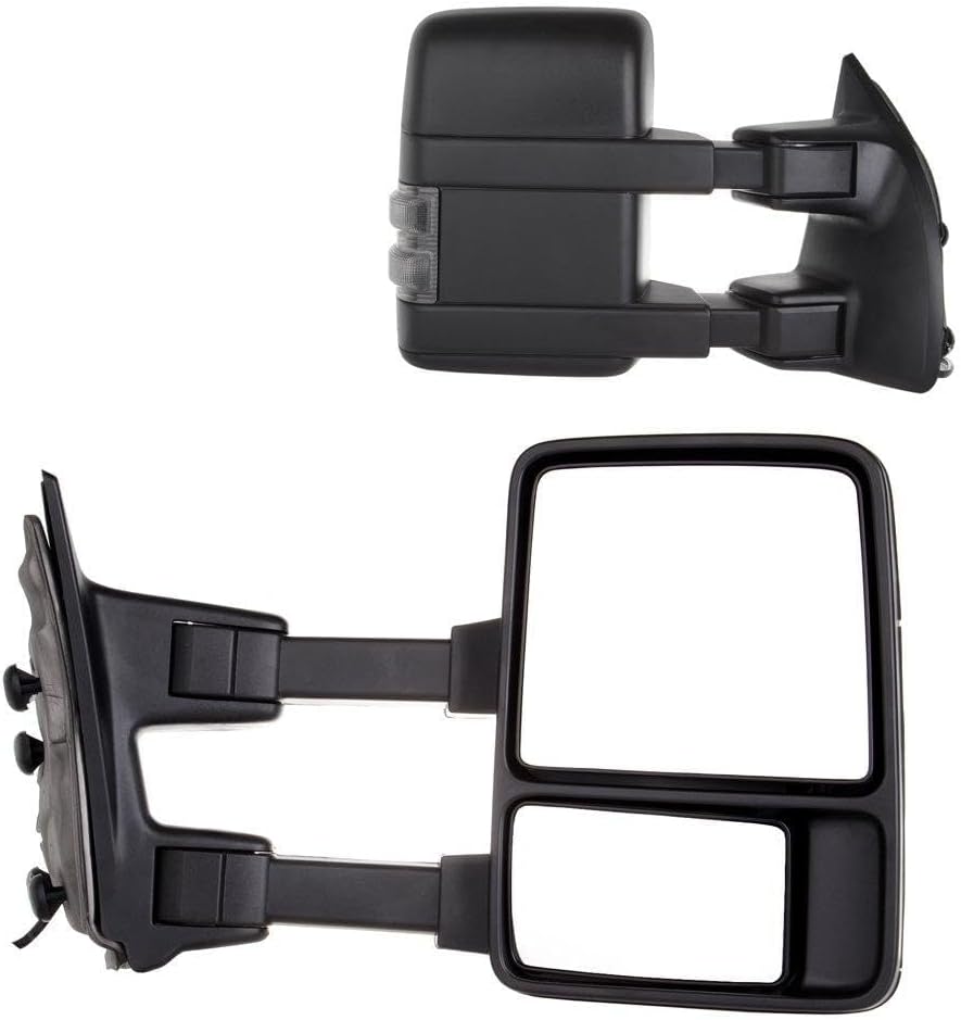 A Pair Towing Mirrors Fits 1999-2015 for Ford for F250/for F350/for F450/for F550 Super Duty, Manual Adjusted View Mirror with Turn Signal Indicator