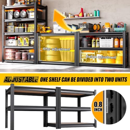 garage shelving for home & workshop organization, 5-tier, side view