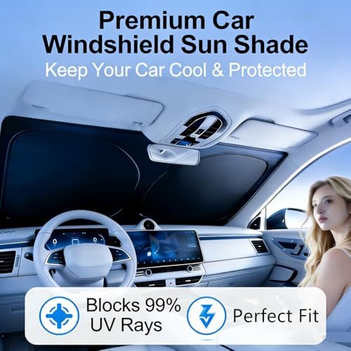 Windshield Sun Shade for 2015-2026 Ford Transit 150 250 350 350HD 240T Reflective Fabric Double-Layer Design Front Window Blocks UV Rays and Heat Automotive Interior Protector Keep Your Car Cooler