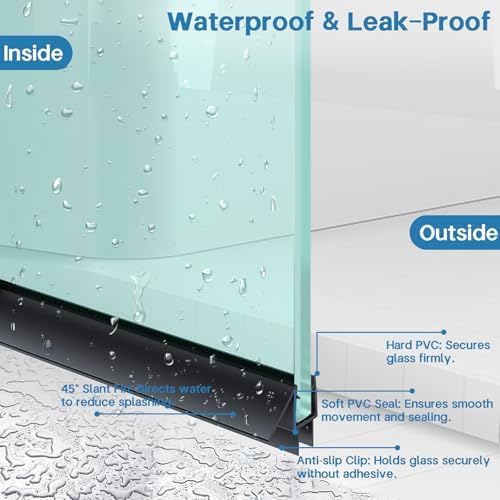 shower door bottom seal strip, 2pcs seal strip, side view
