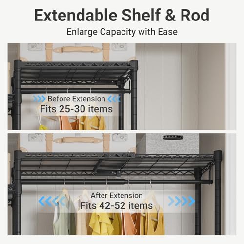 vipek x3 expandable heavy duty clothes rack closet, side view