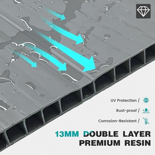 udpatio vertical storage shed,51 cu.ft resin outdoor cabinet,dark showing dimensions
