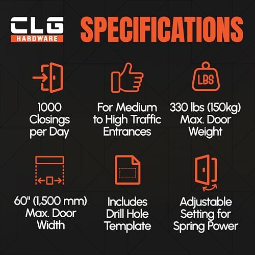 clg hardware medium/heavy duty commercial door closer with, close-up detail
