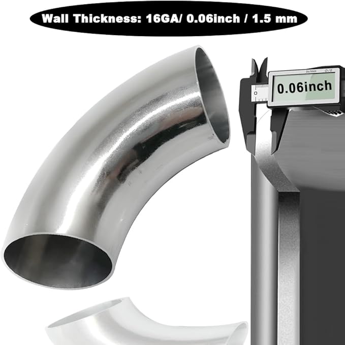 OD 1.25 Inch 90 Degree Stainless Steel Bend Tube Exhaust Elbow Pipe - Image 6