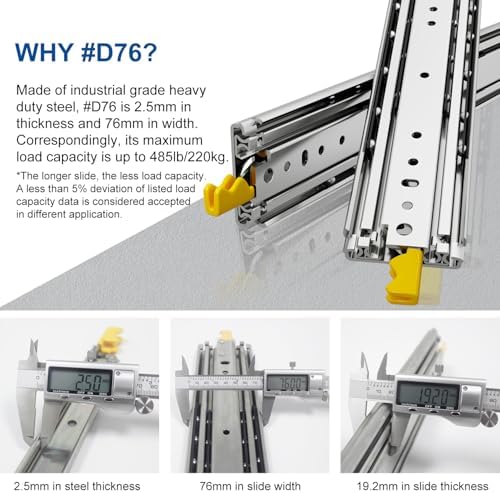 vadania 60" industrial grade heavy duty drawer slide, close-up detail