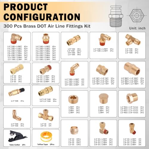 cheemuii 300 pcs brass dot air line fittings shown in use