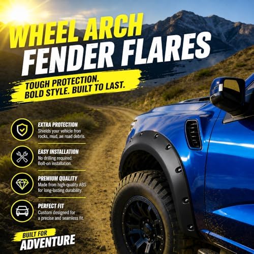 GRAND ORANGE Fender Flare Modified 4pcs Matte Black | Compatible with 2019-2024 Dodge Ram 2500 3500 Pocket Rivet Smooth