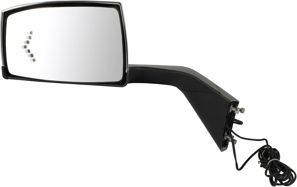 Driver Side Truck Hood Mirror Fits 2004-2018 for Volvo VNL/VN Series, Manual Control View Mirror with Turn Signal Light