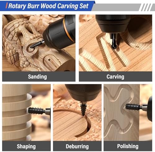 burmong 14pcs wood carving disc set for angle, close-up detail
