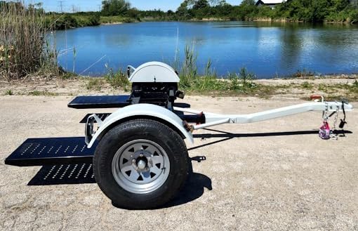 Car Tow Dolly Heavy Duty Car Trailer Towing Dolly Hauler - 4,900 Capacity Tow, White