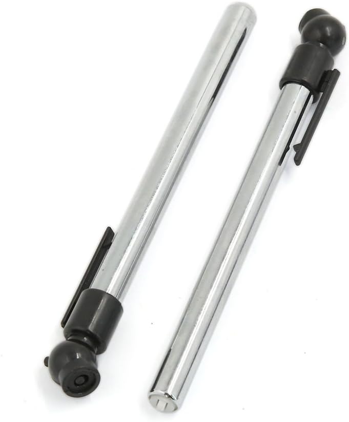 Ruilogod 2Pcs Silver Tone Black Car Tire Pencil Air Pressure Gauge Pen 5-50 PSI