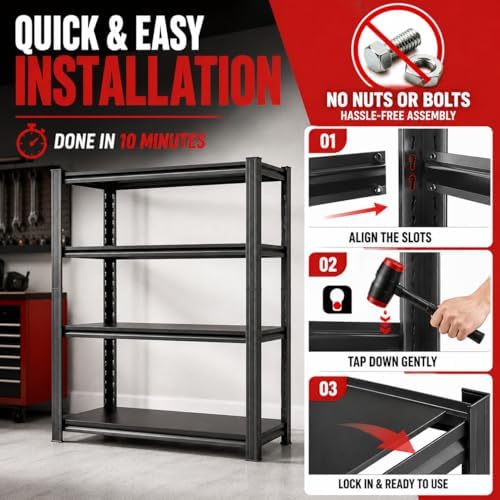 garage shelving, 2400 lbs heavy duty metal storage, front angle view