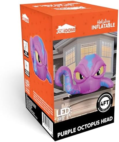 Joiedomi 4 FT Tall Halloween Inflatable Purple Octopus Head with Tentacles Br...