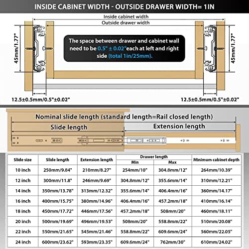 yenuo 5 pairs soft close drawer slides full shown in use